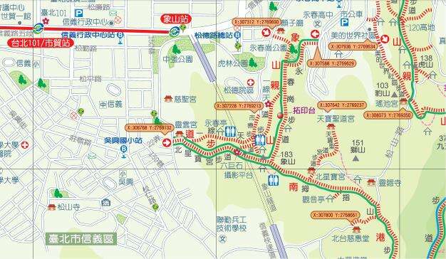 象山亲山步道路线图。