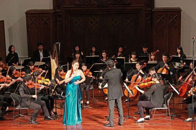 国立台湾师范大学音乐系弦乐团与女高音演出。