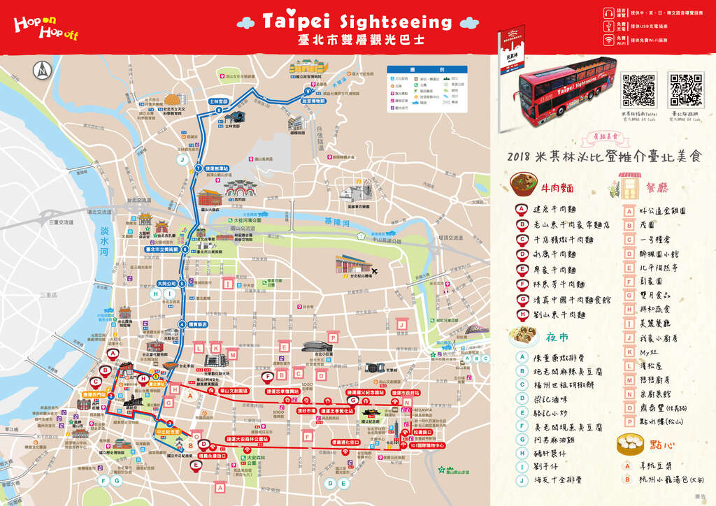 双层观光巴士20站点地图-必比登推介美食